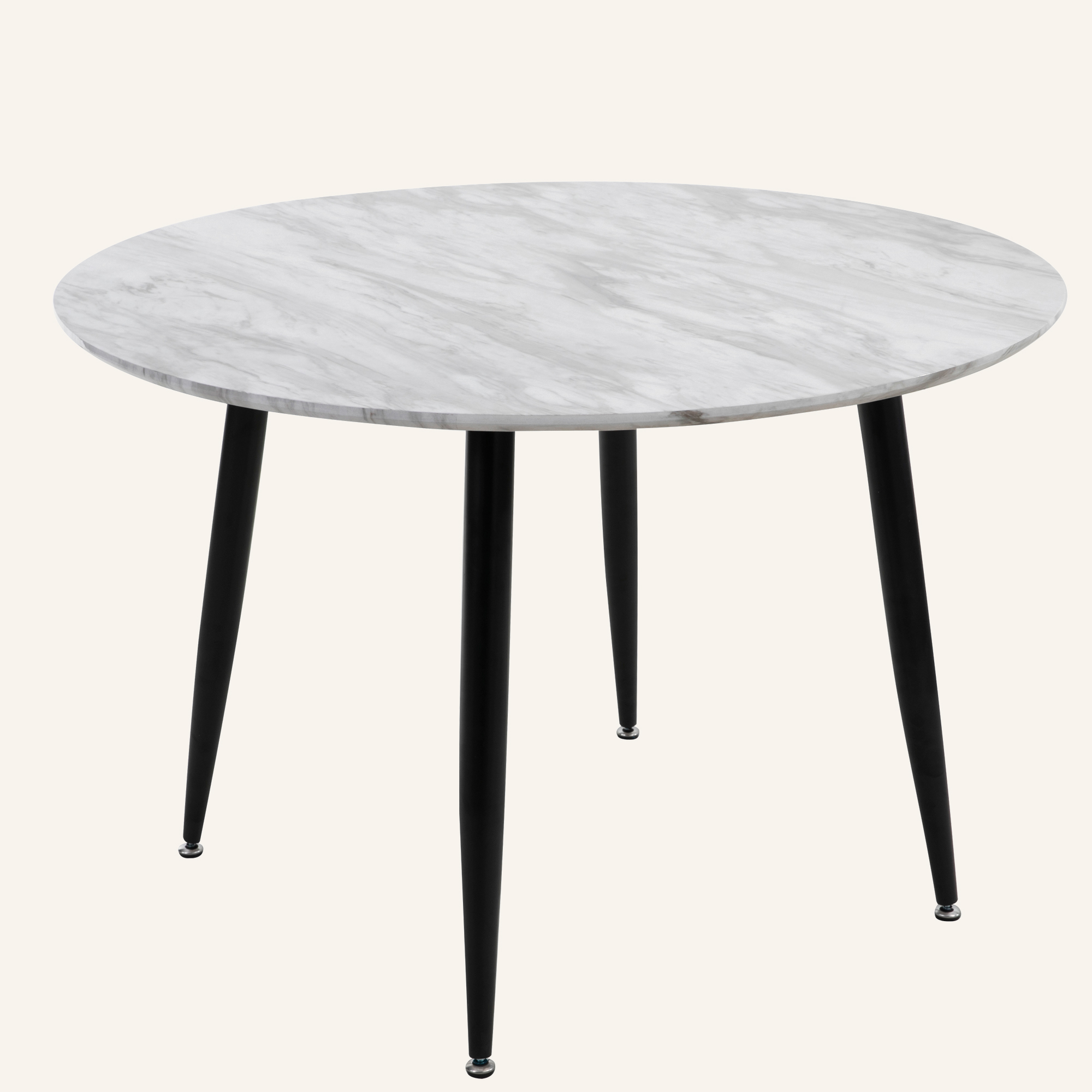 4-Seat White Dining Table Set with Plush Boucle Chairs - Image 5