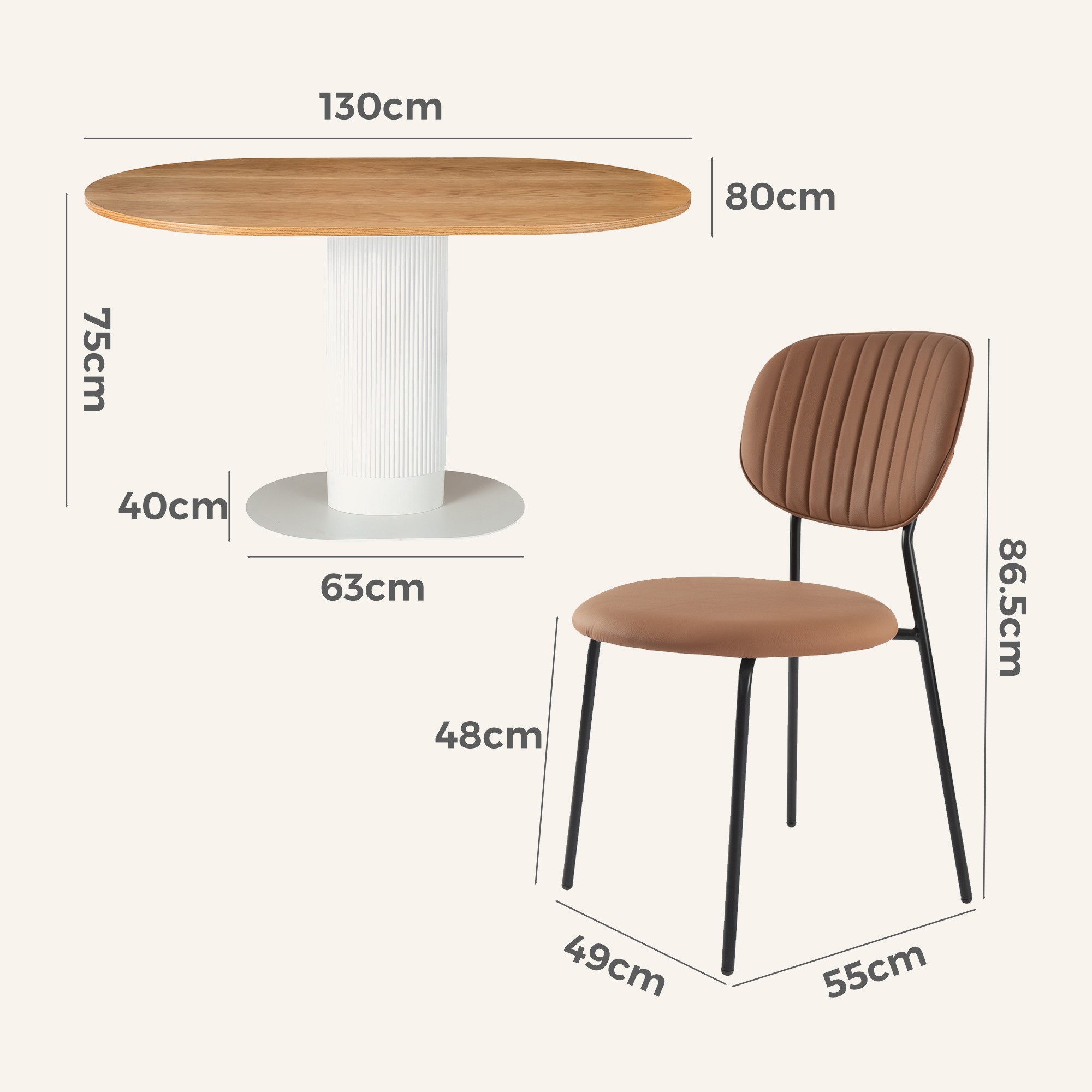 5-Piece Clara Wooden Dining Set with Leather Chairs - Image 15