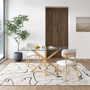Clearview Oak Glass Dining Set with 6 Taupe Chairs