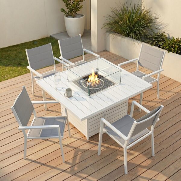 Outdoor Radiant Warmth Dining Set – White