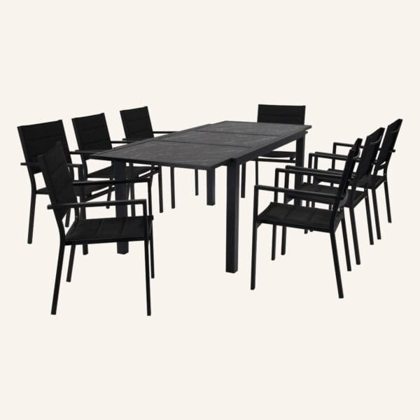 Marbella Black Marble Glass Dining Set