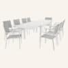 11-Piece Aluminium Garden Dining Table Set in White - Thumbnail Image 10
