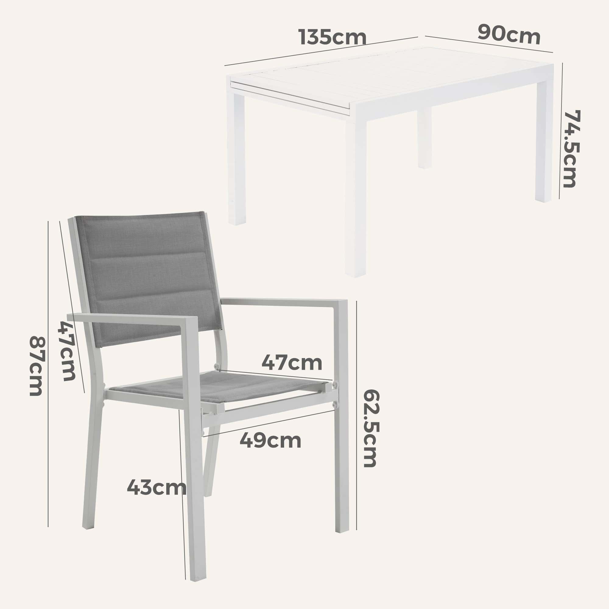 11-Piece Aluminium Garden Dining Table Set in White - Image 22