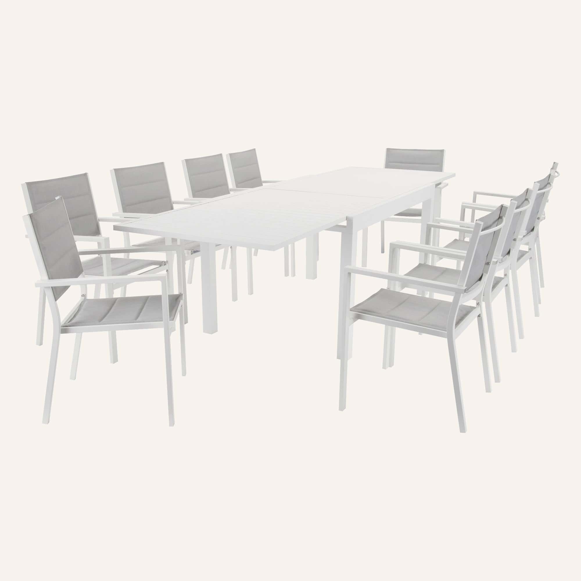 11-Piece Aluminium Garden Dining Table Set in White - Image 10