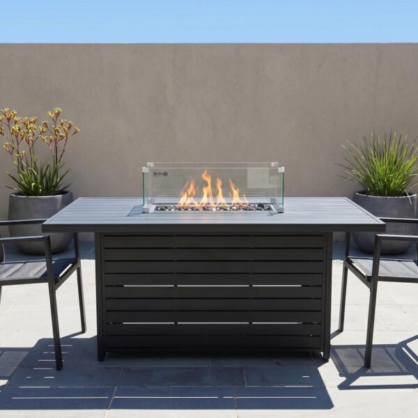 Rectangular Gas Fire Pit Table for Outdoor Use - Charcoal
