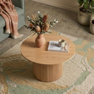 Luxe Ribbed Round Coffee Table Wooden