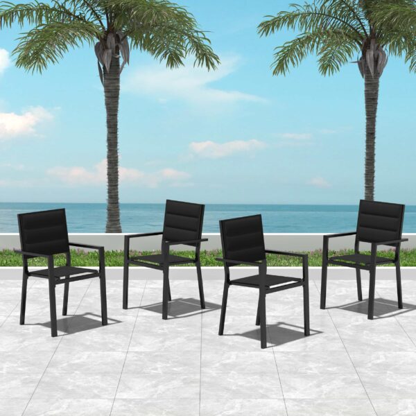 John Aluminium Black Outdoor Dining Chair 4-Piece Set