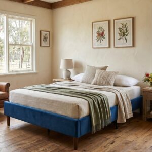 Velvet Blue Bed Frame