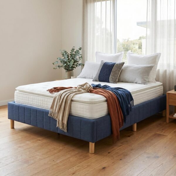 Metal Bed Frame Mattress Foundation Blue