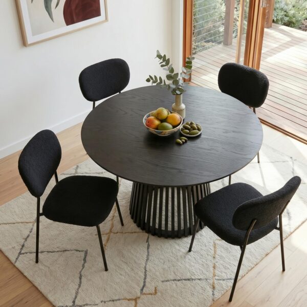 4-Seat Black Palmer Dining Table with Charcoal Armless Chairs