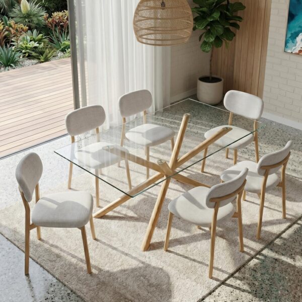 Oak Look 6 Dining Chairs and Table Set