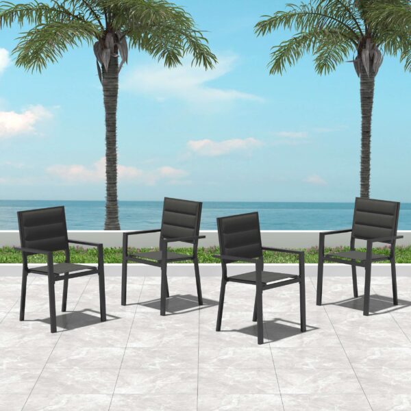 John Aluminium Charcoal Outdoor Dining Chair 4-Piece Set