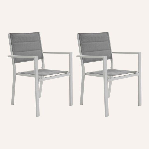 Pair of 2 Aluminium John Outdoor Dining Chairs - White