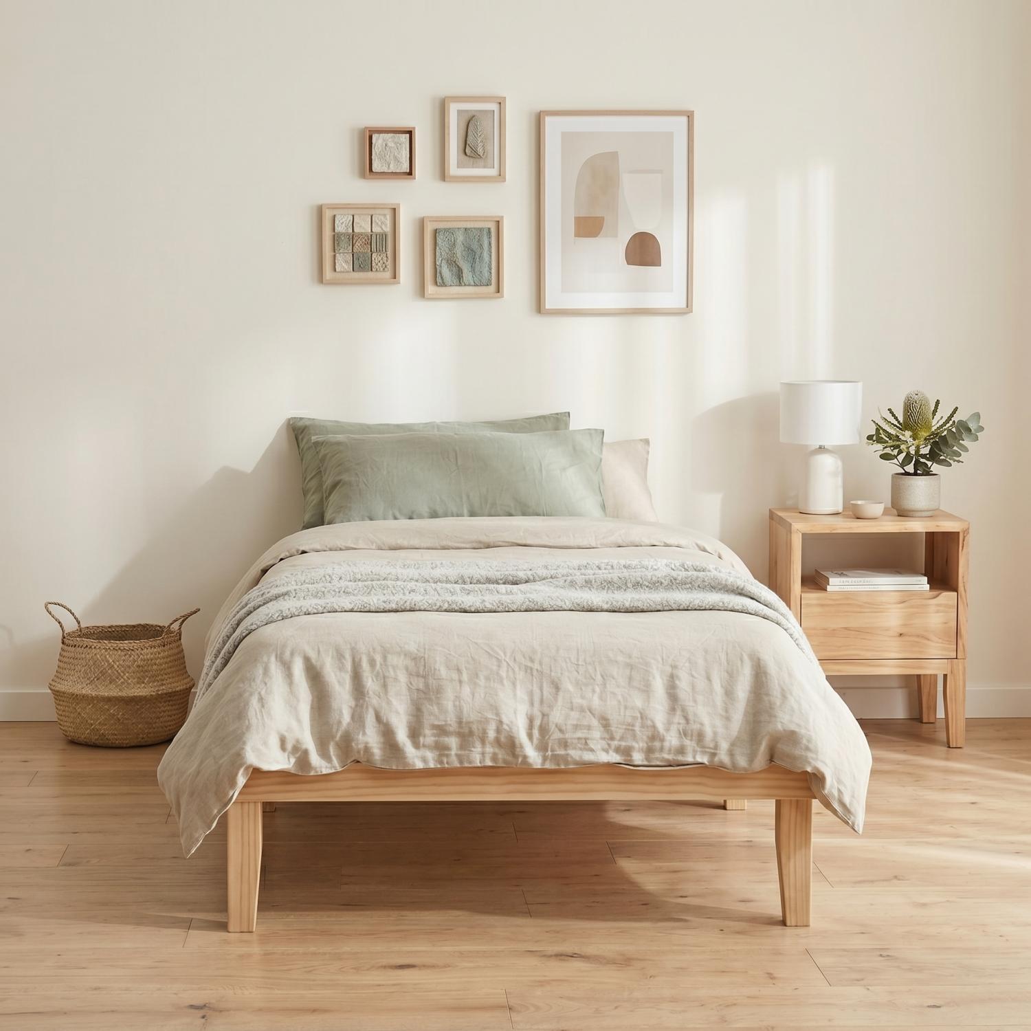 Single Size Warm Wooden Natural Bed Base Frame - Image 2