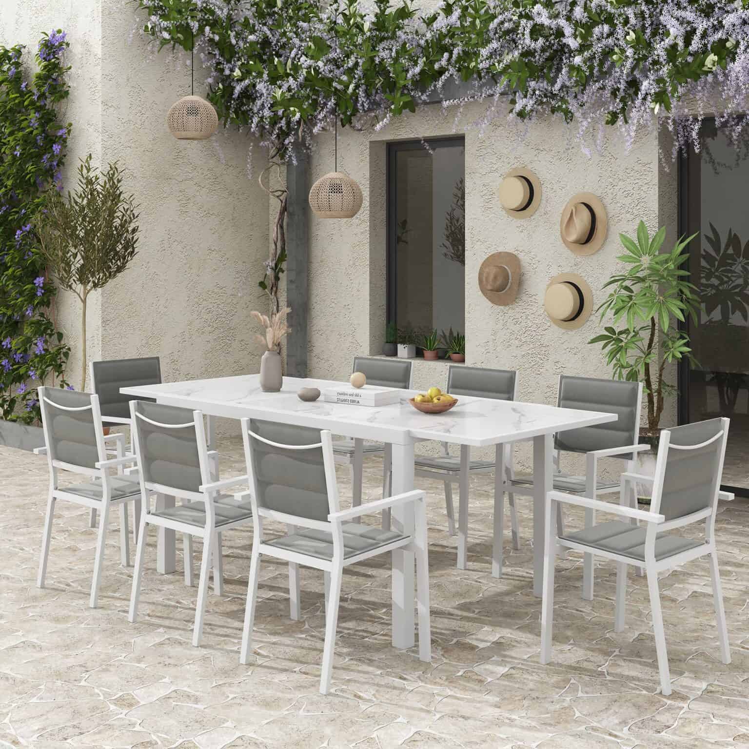 Marbella White Outdoor Dining Set - Dreamo Living