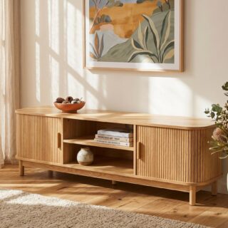 160cm Ribbed Natural Entertainment Unit