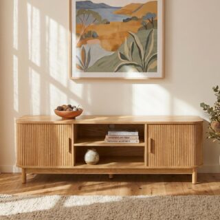 160cm Ribbed Natural Entertainment Unit