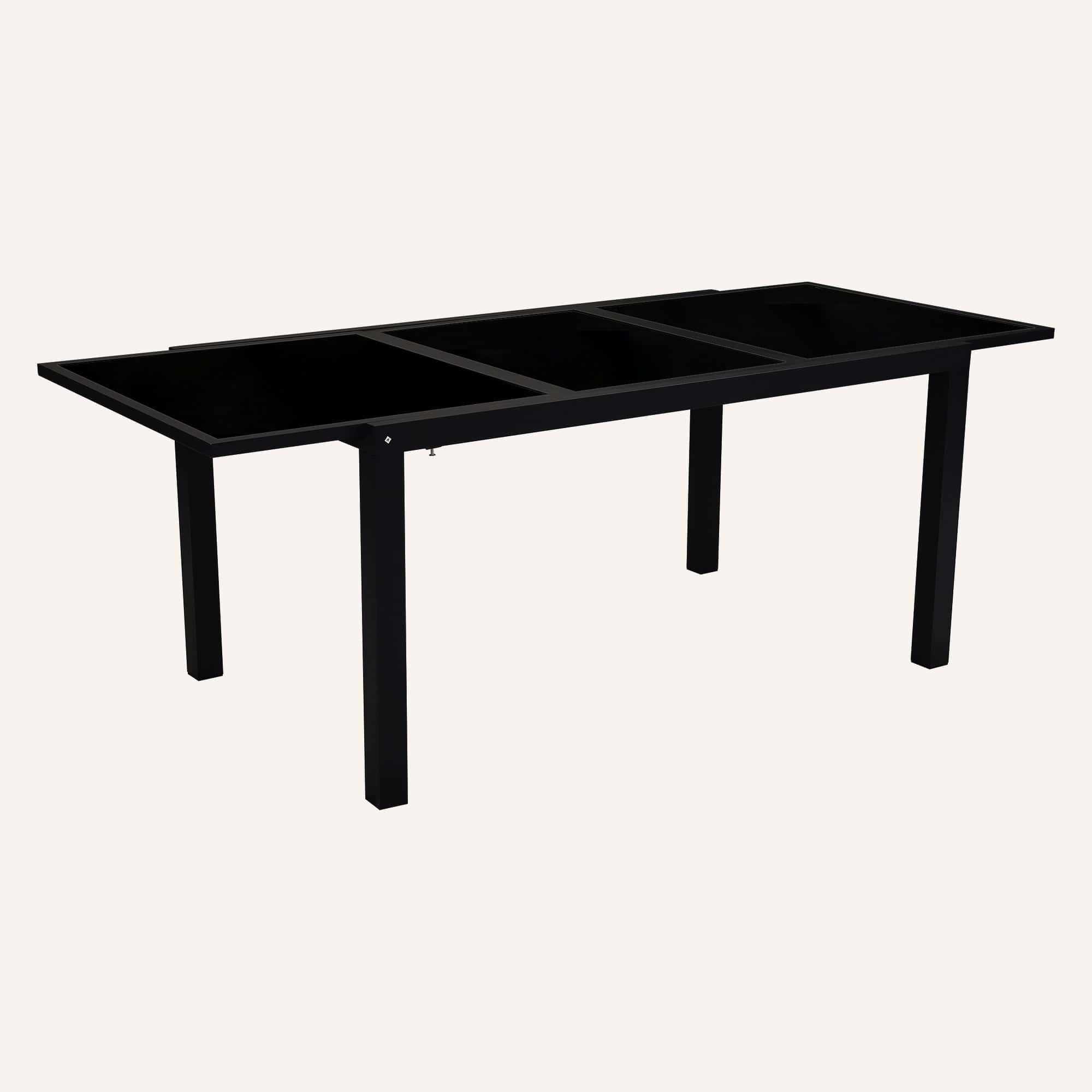 Extendable Glass Outdoor Dining Table - Black - Image 5