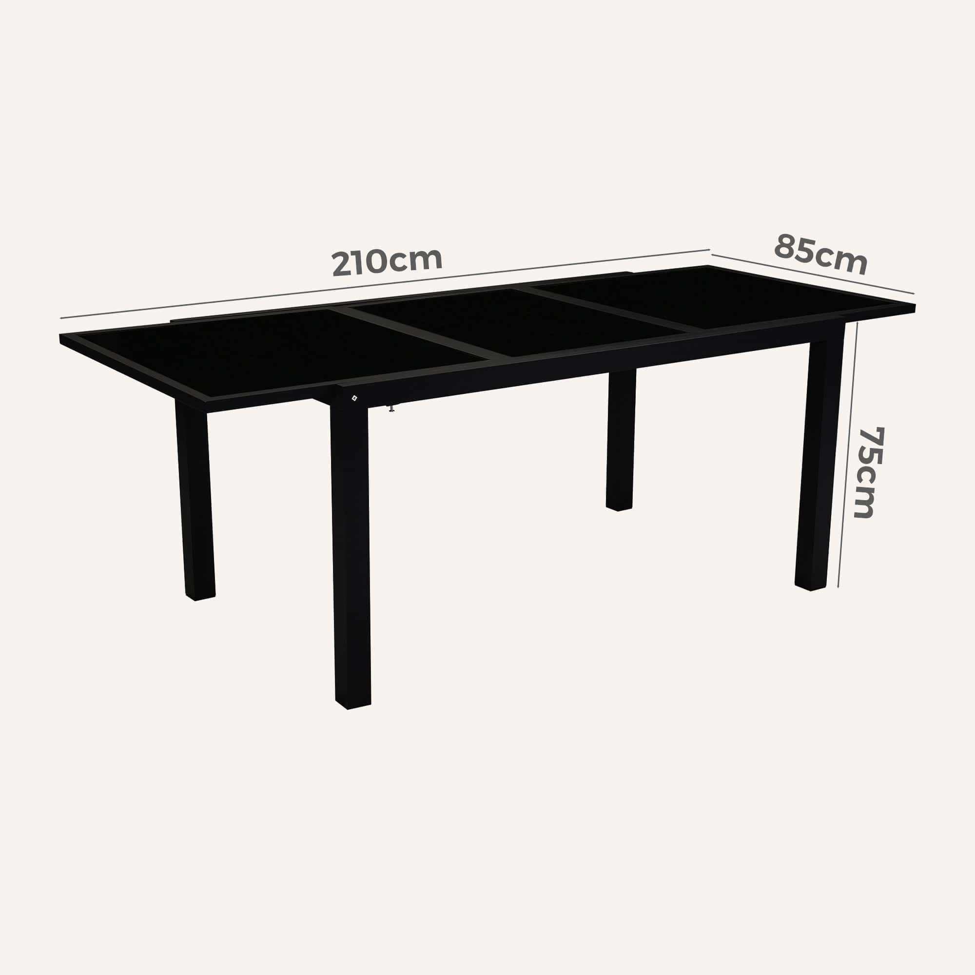 Extendable Glass Outdoor Dining Table - Black - Image 11