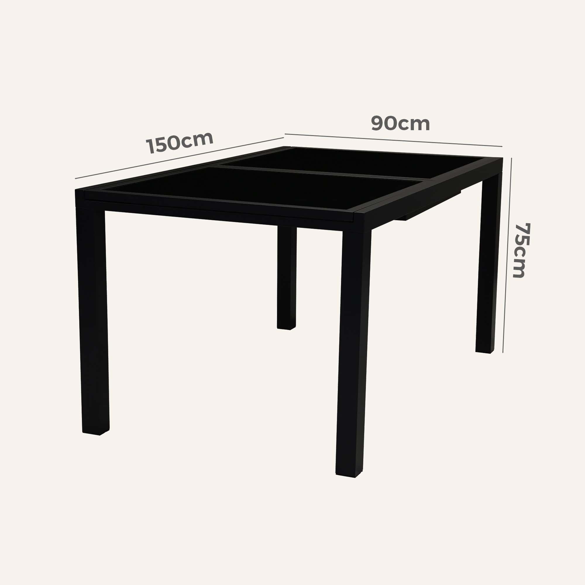 Extendable Glass Outdoor Dining Table - Black - Image 12