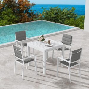 White Extendable Garden Dining Set with Slatted Chairs