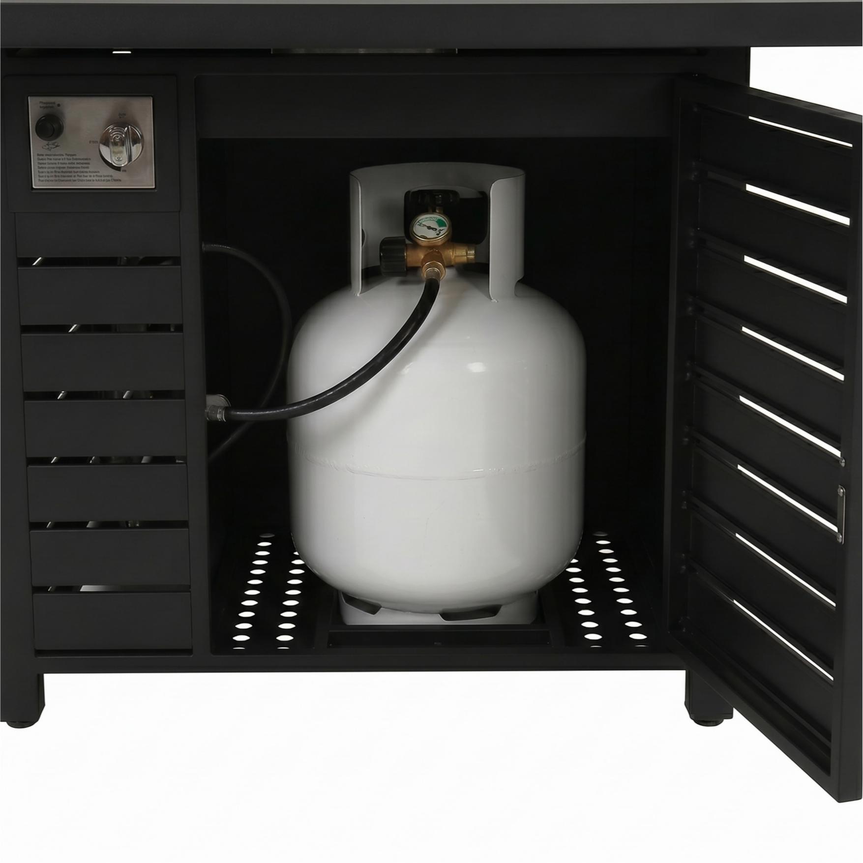 Rectangular Gas Fire Pit Table for Outdoor Use - Black - Image 13