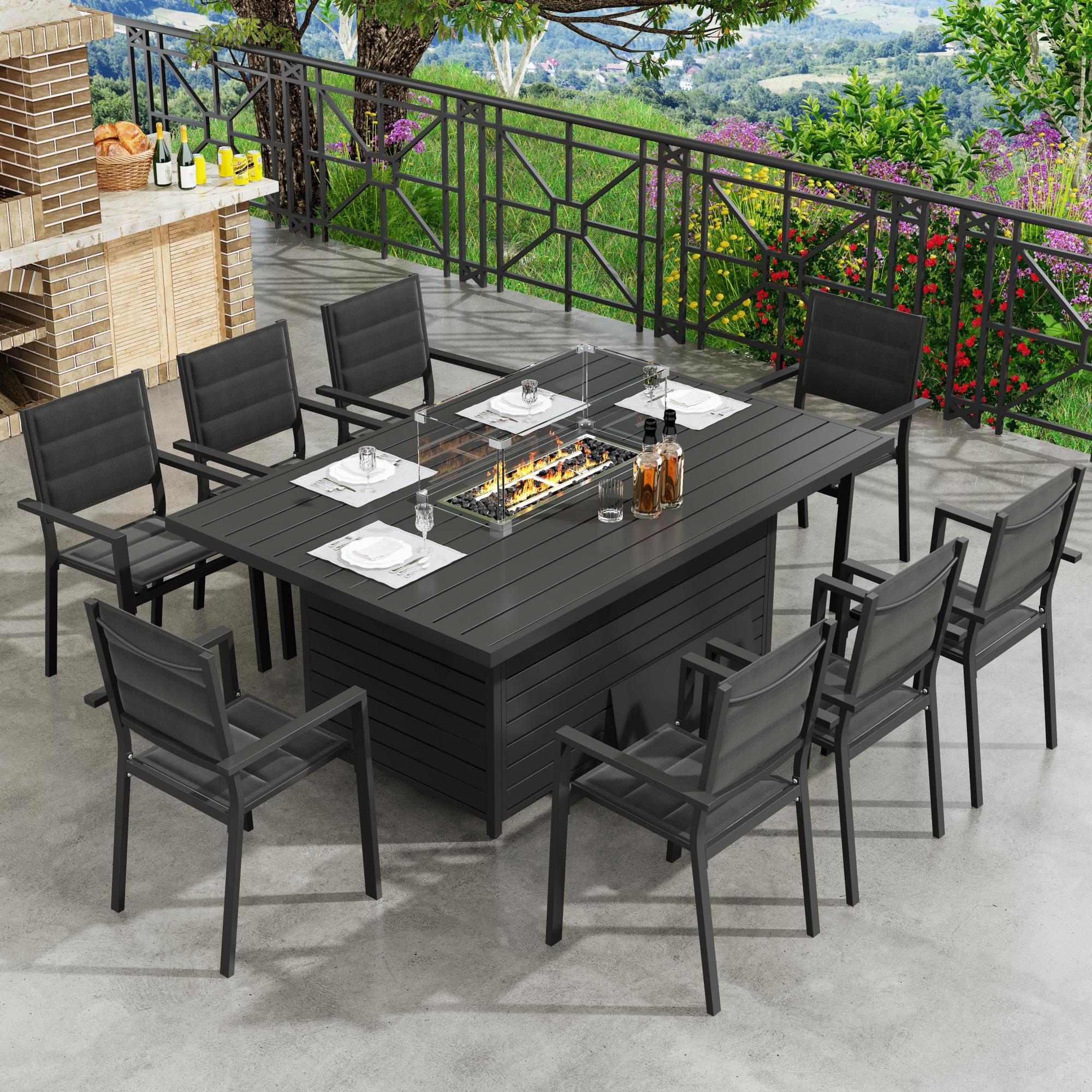 Charcoal Luxury Fire Dining Set with Chairs – Charcoal Dreamo