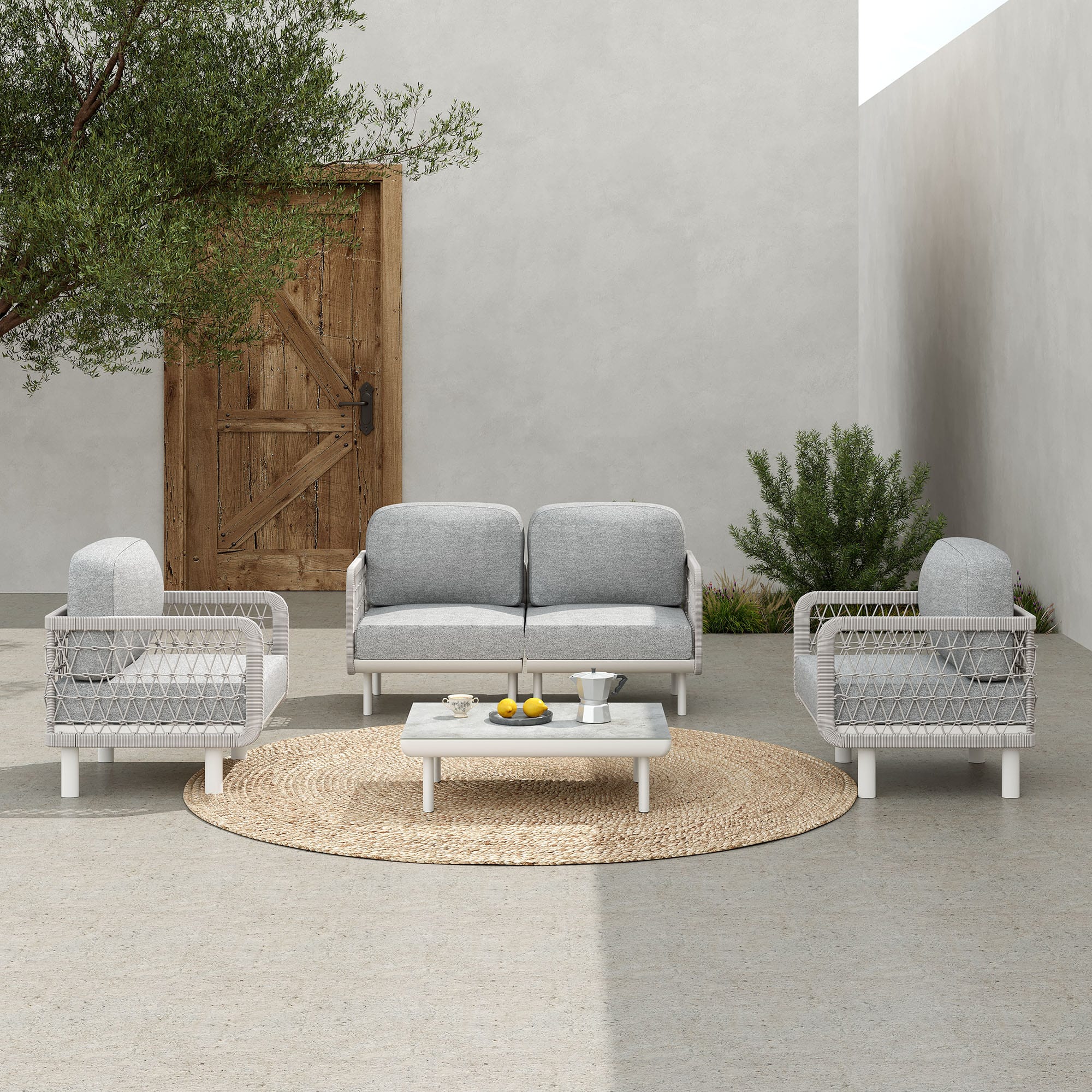 Outdoor Rustic Seating Set – 5 Pieces - Image 2