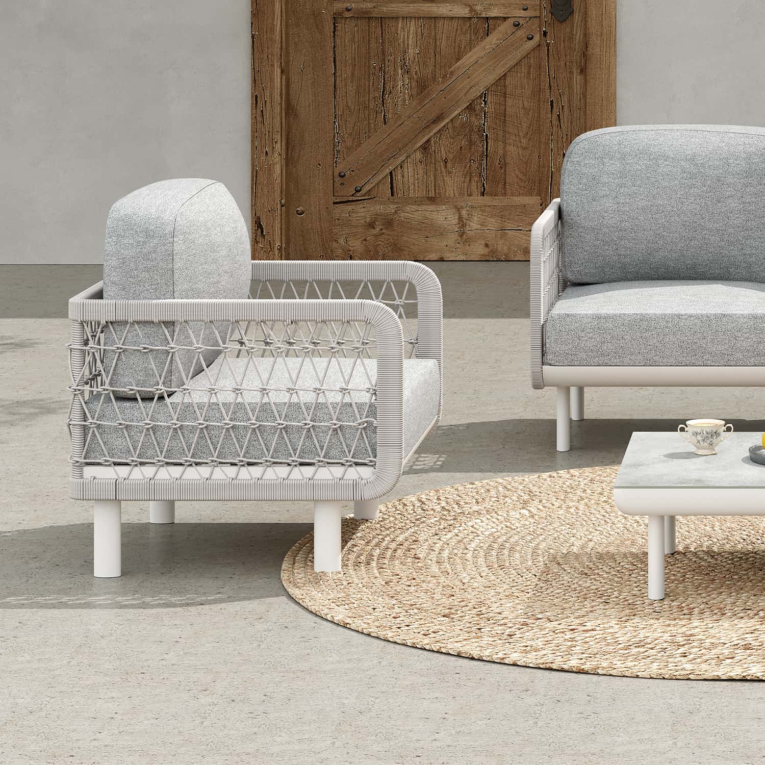 Outdoor Rustic Seating Set – 5 Pieces - Image 4