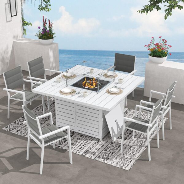 Outdoor Radiant Warmth Dining Set – White