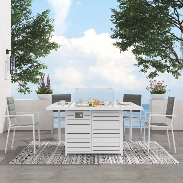 Outdoor Radiant Warmth Dining Set – White