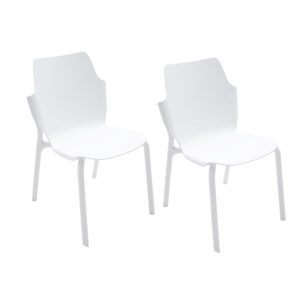 Seabrook Stackable Outdoor Dining Chair – Crisp White (Set of 2)