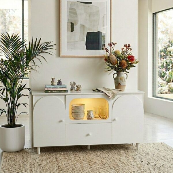 Lumina White Sideboard with Touch-Controlled LED Light