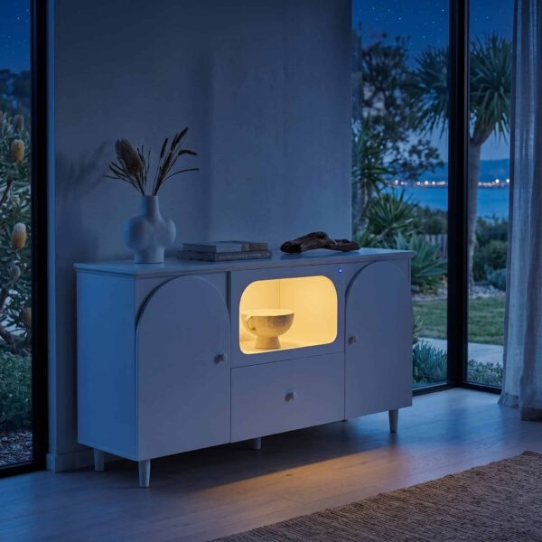 Lumina White Sideboard with Touch-Controlled LED Light