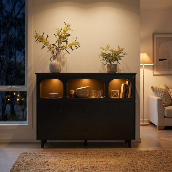 Lumina Black Sideboard with Touch Control Dimmable Light