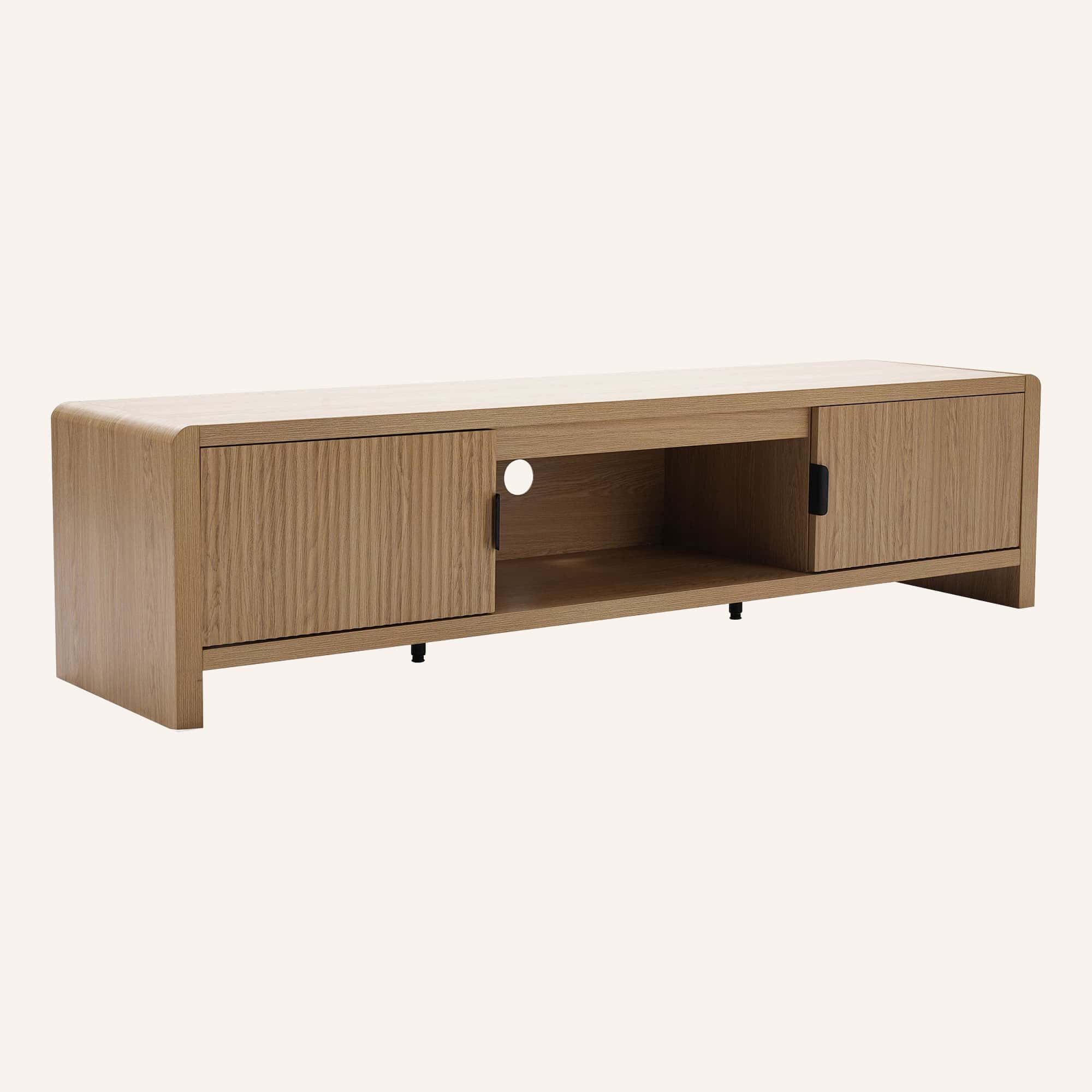 Wallis Natural Wood-Look Entertainment Unit with Storage - Image 7