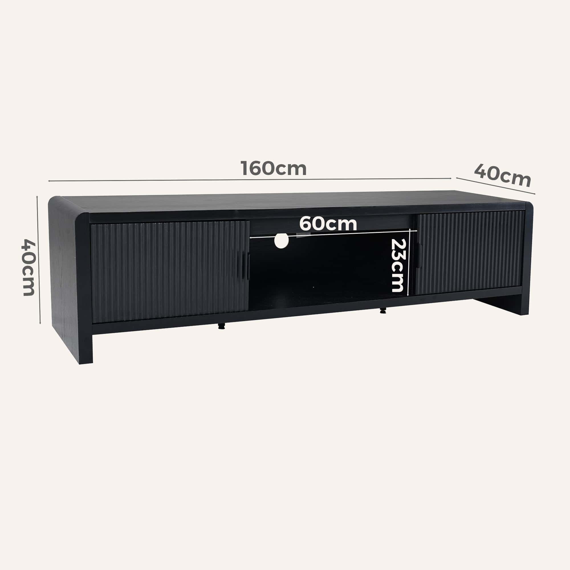 Wallis Black Wood-Look Entertainment Unit with Storage - Image 13