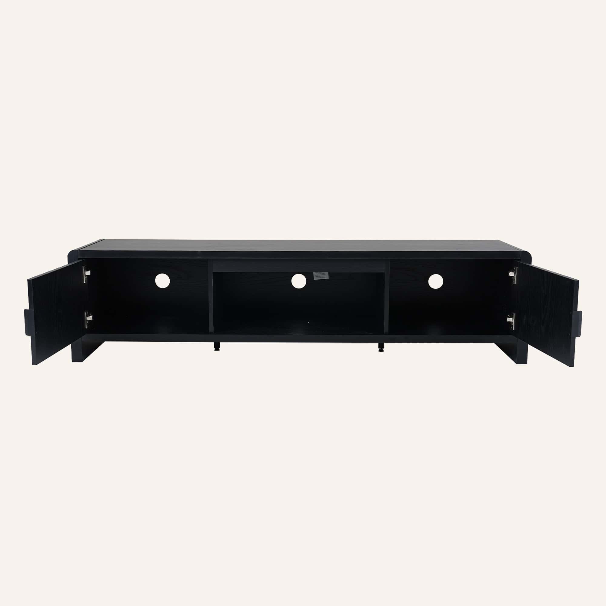 Wallis Black Wood-Look Entertainment Unit with Storage - Image 5