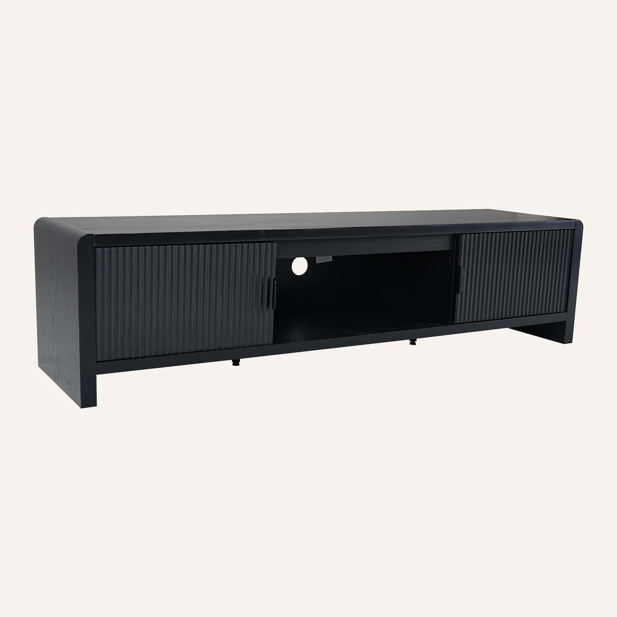 Wallis Black Wood-Look Entertainment Unit with Storage - Image 4