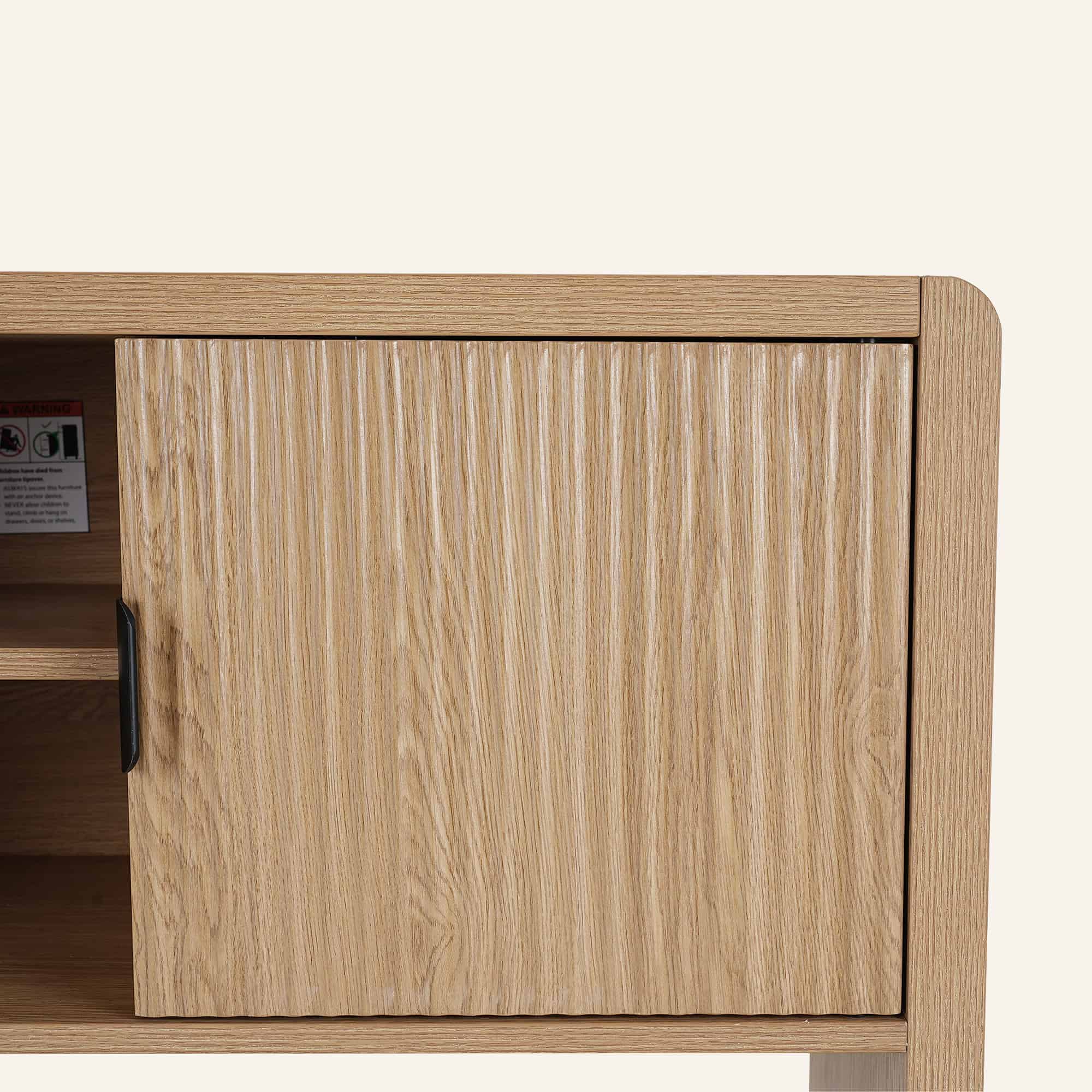Wallis Natural Wood-Look Sideboard with Adjustable Shelves - Image 7