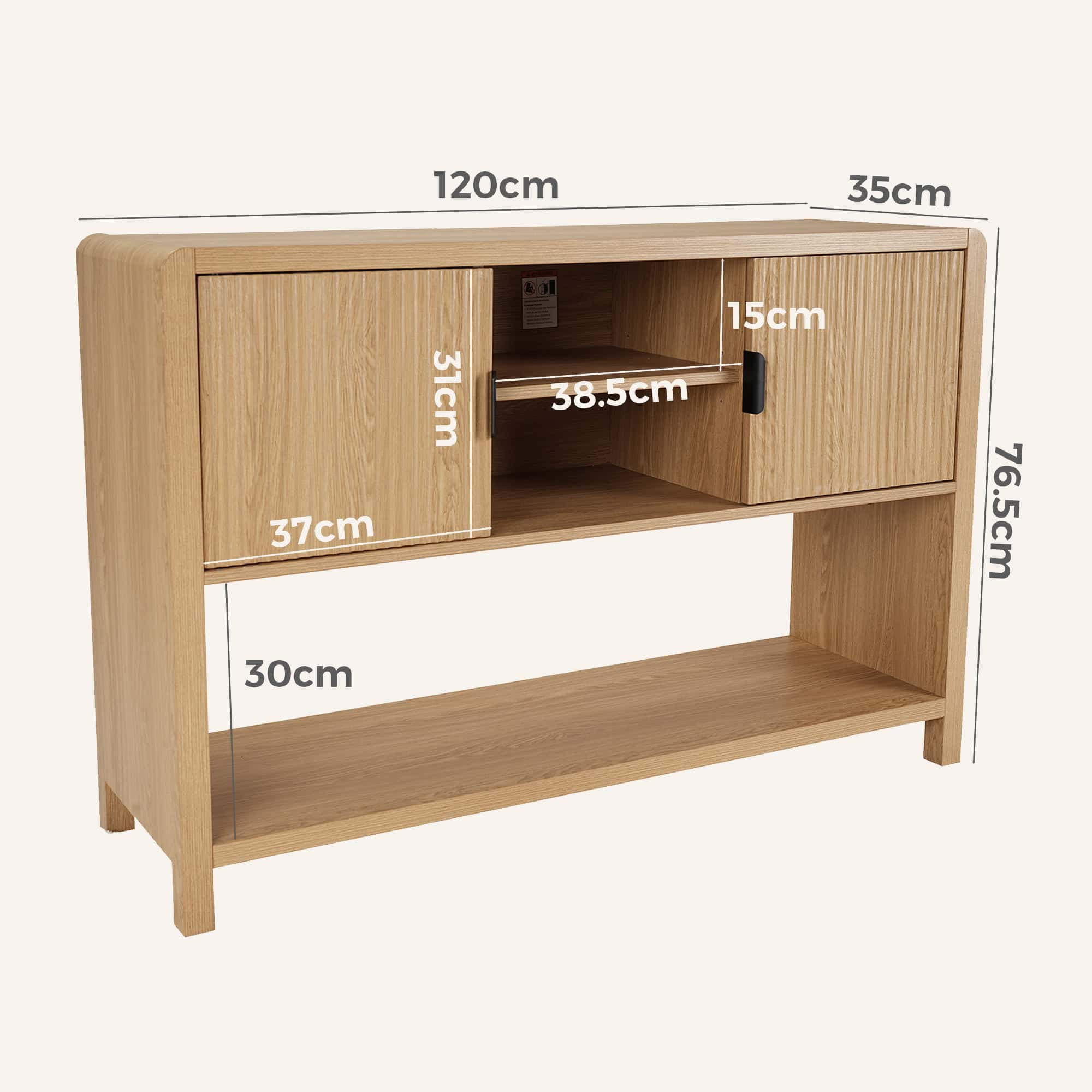 Wallis Natural Wood-Look Sideboard with Adjustable Shelves - Image 12