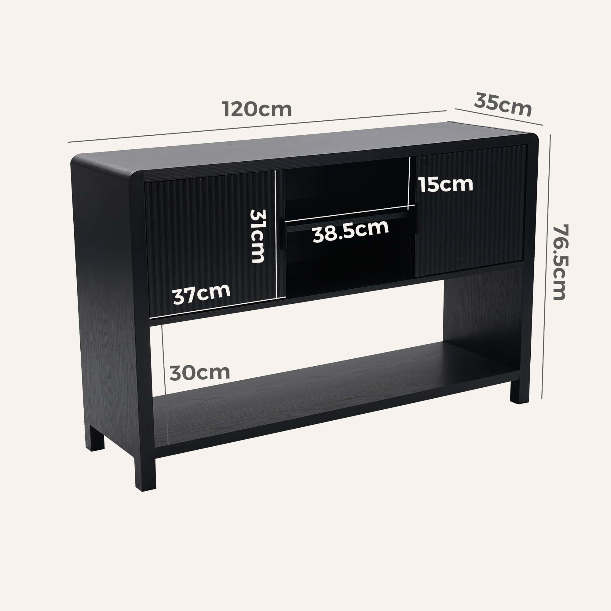 Wallis Black Wood-Look Sideboard with Adjustable Shelves - Image 12