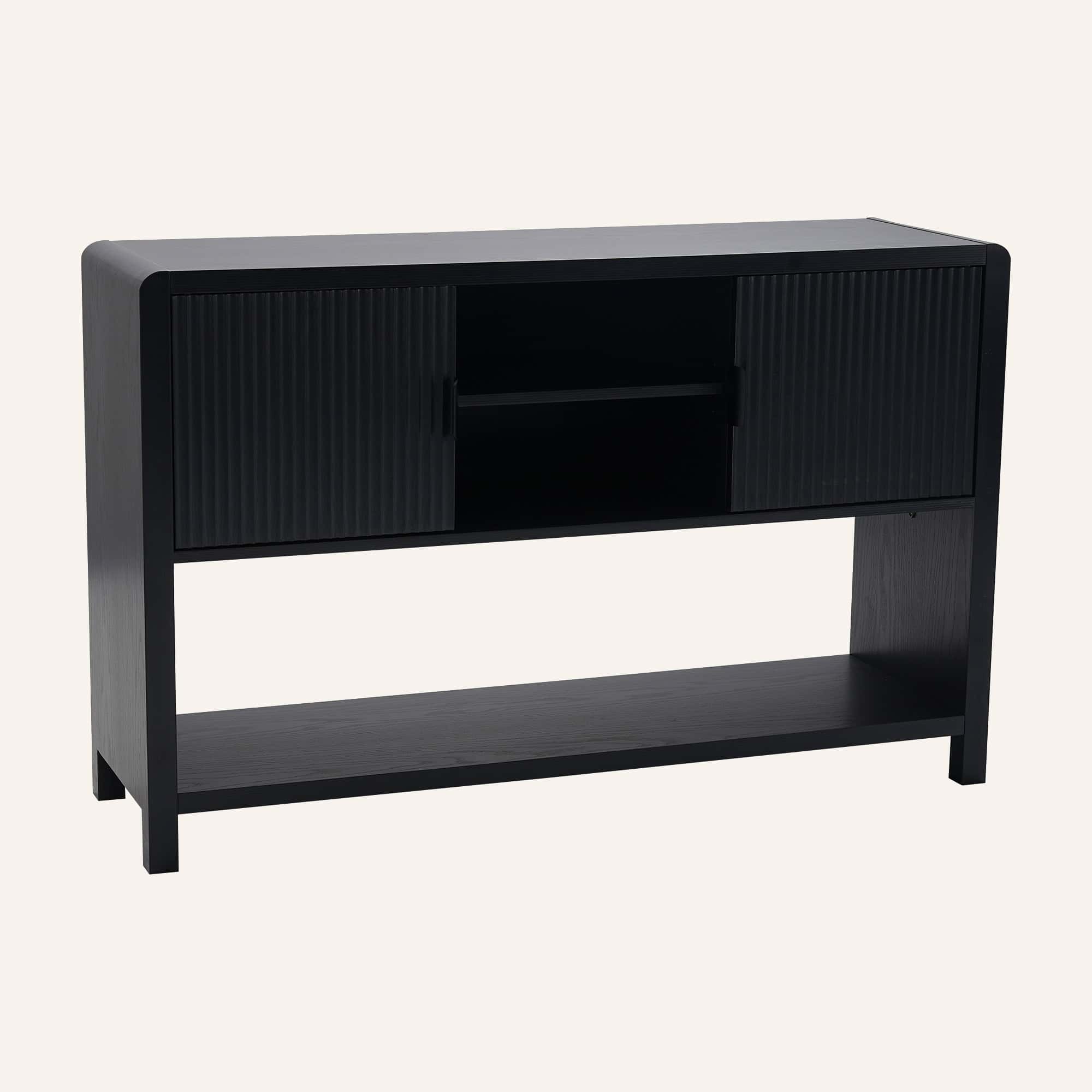 Wallis Black Wood-Look Sideboard with Adjustable Shelves - Image 3