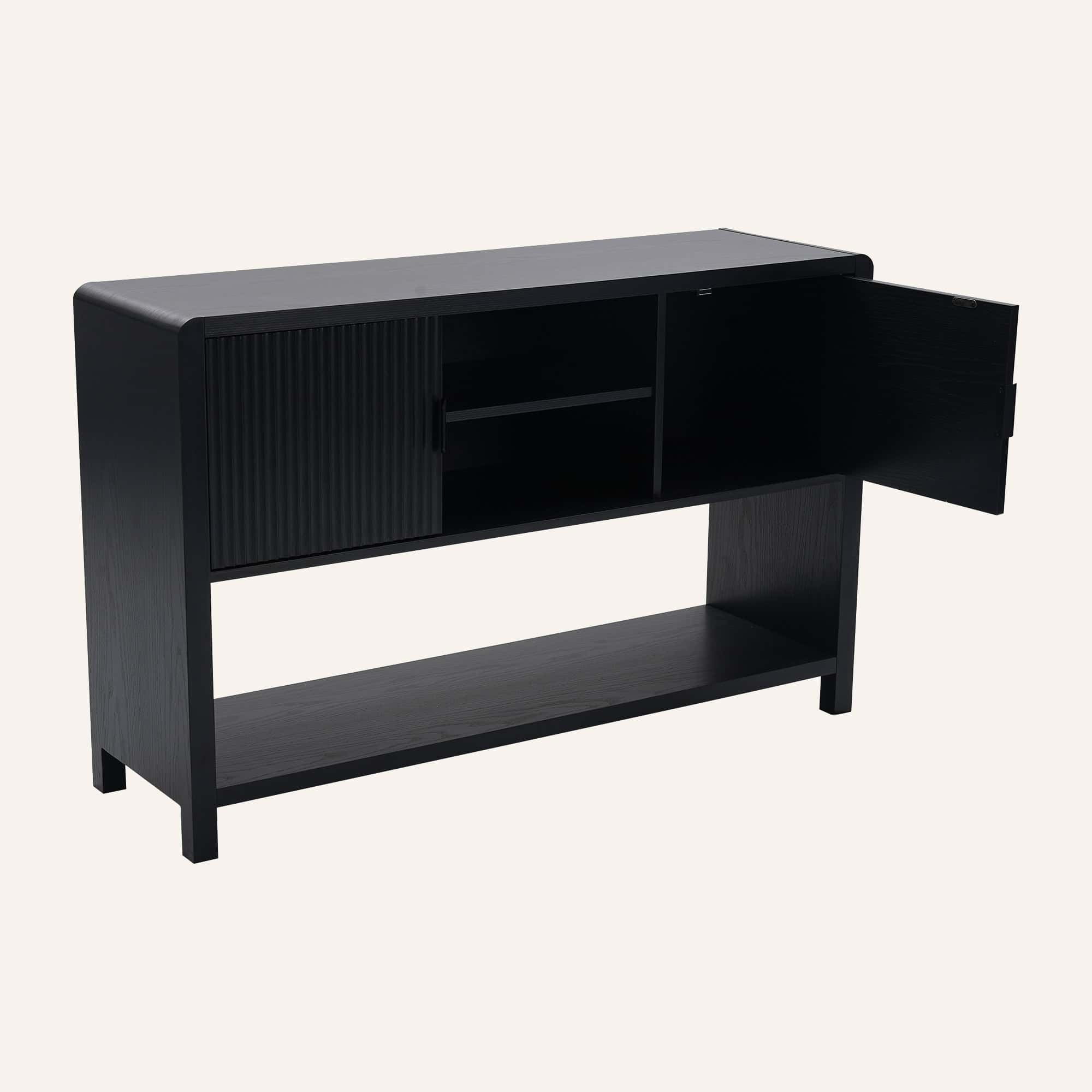 Wallis Black Wood-Look Sideboard with Adjustable Shelves - Image 4