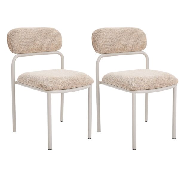 Lina Soft-Weave Dining Chair Set in Beige (2-Piece)