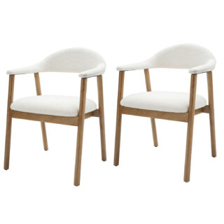 KOVA Dining Chair with Rubber Wood Legs- White Set of 2