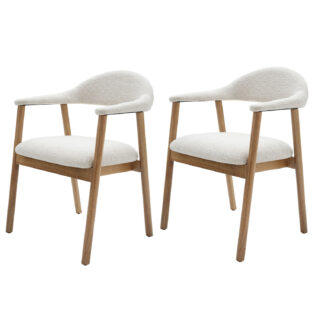 KOVA Dining Chair with Rubber Wood Legs - Beige Set of 2