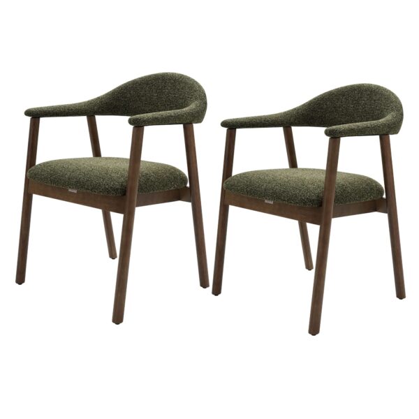 KOVA Dining Chair with Rubber Wood Legs - Moss Green Set of 2