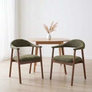 KOVA Dining Chair with Rubber Wood Legs - Moss Green Set of 2