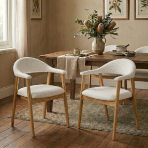 KOVA Dining Chair with Rubber Wood Legs- White Set of 2